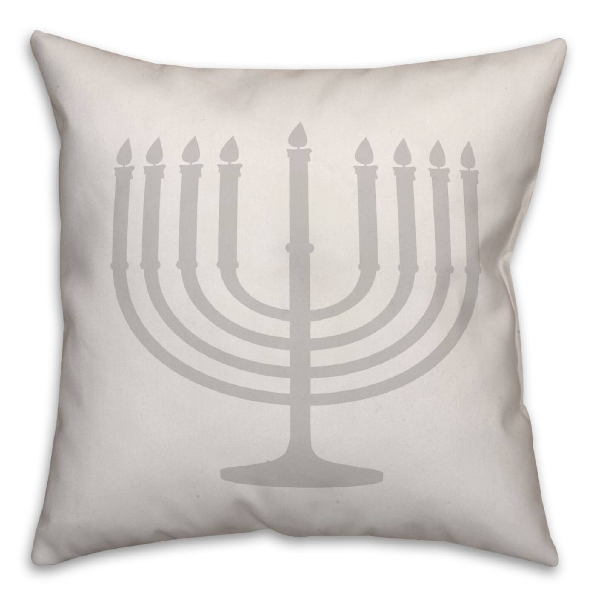 Gray Menorah 18x18 Spun Poly Pillow